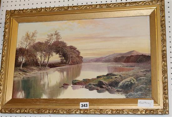 A F Allright oil on canvas, lake scene